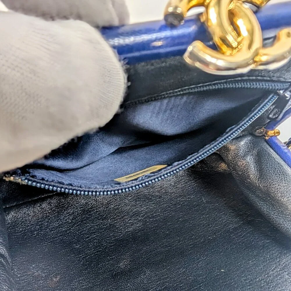 Chanel Vintage Blue Quilted Lambskin Kisslock Tassel Clutch - Picture 8 of 16